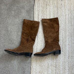 Vince Brown Suede Heeled Boots